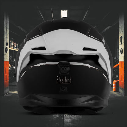 Steelbird SBH-57 Fighter F2 ISI and DOT Certified Full Face Helmet for Men and Women With Inner Silver Sun Shield (Glossy Black Silver).