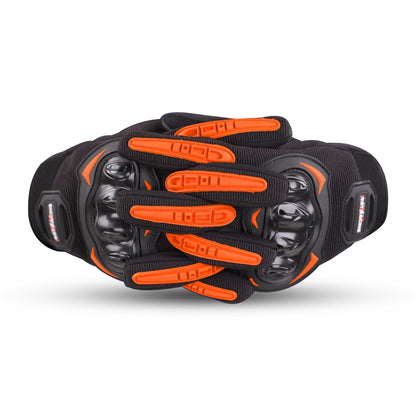 Refurbished Steelbird GT-17 Full Finger Bike Riding Gloves with Touch Screen Sensitivity at Thumb and Index Finger, Protective Off-Road Motorbike Racing (Orange)