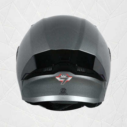 Steelbird SBA-20 7Wings ISI Certified Flip-Up Helmet with Black Spoiler for Men and Women (Glossy Silver with Clear Visor)