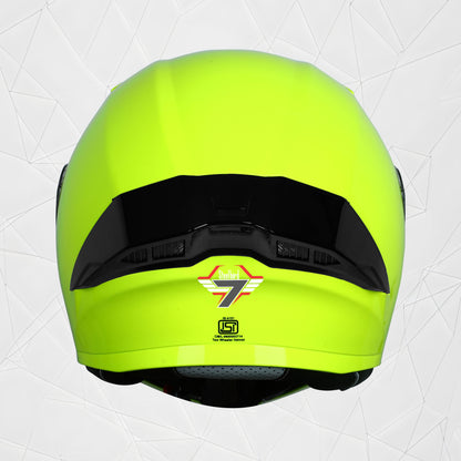 Steelbird SBA-20 7Wings ISI Certified Flip-Up Helmet with Black Spoiler for Men and Women (Glossy Fluo Neon with Clear Visor)