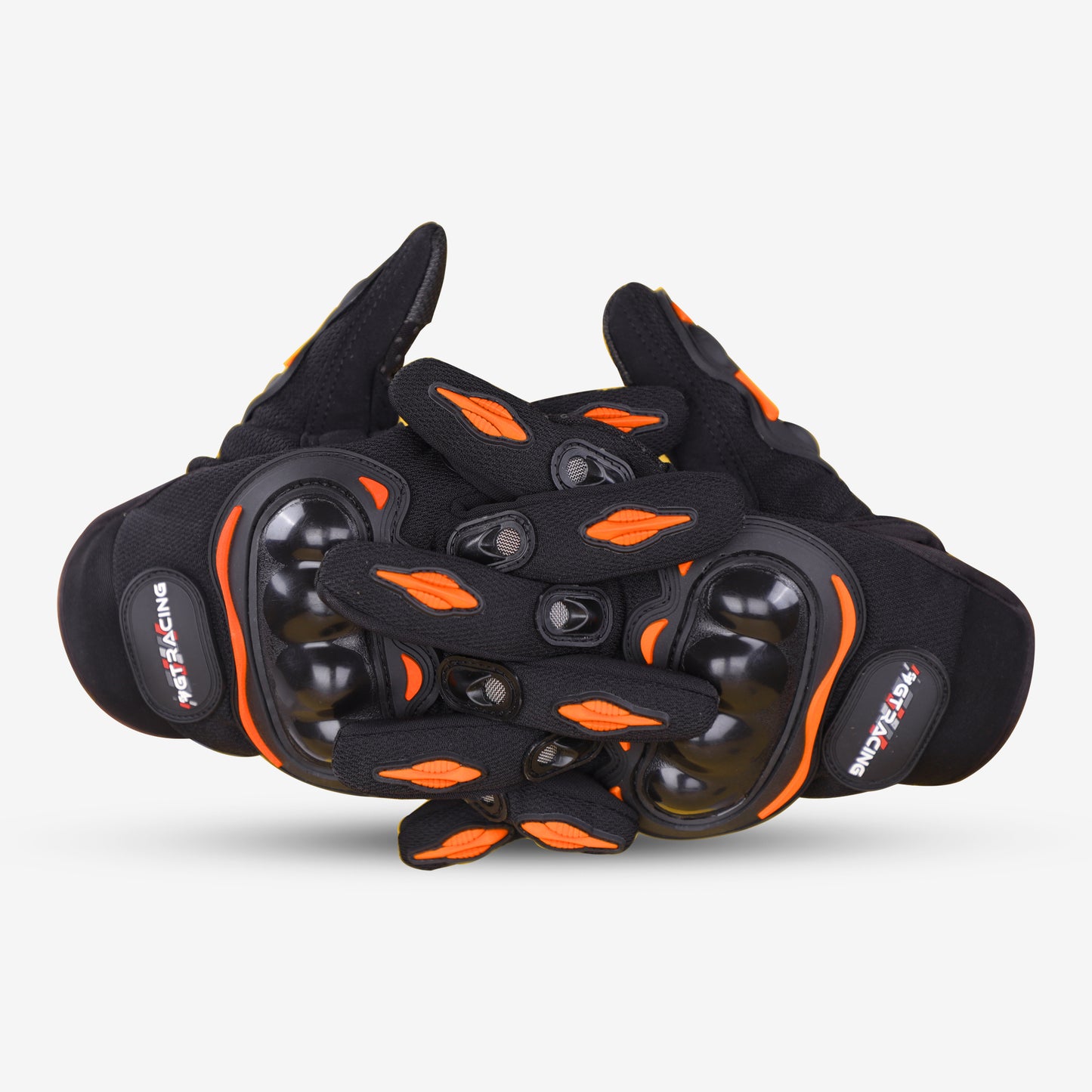 Refurbished Steelbird GT-01 Full Finger Bike Riding Gloves with Touch Screen Sensitivity at Thumb and Index Finger, Protective Off-Road Motorbike Racing (Orange)