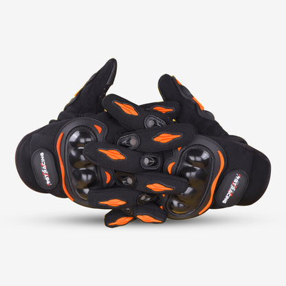 Refurbished Steelbird GT-01 Full Finger Bike Riding Gloves with Touch Screen Sensitivity at Thumb and Index Finger, Protective Off-Road Motorbike Racing (Orange)