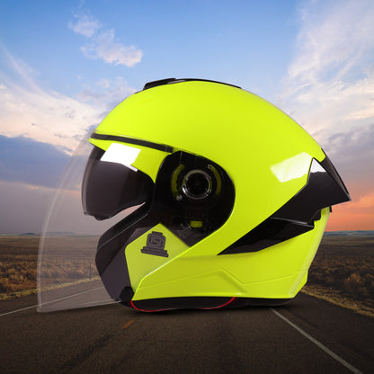 Steelbird SBA-10 7Wings ISI Certified Open Face Helmet for Men and Women with Inner Smoke Sun Shield (Glossy Fluo Neon)