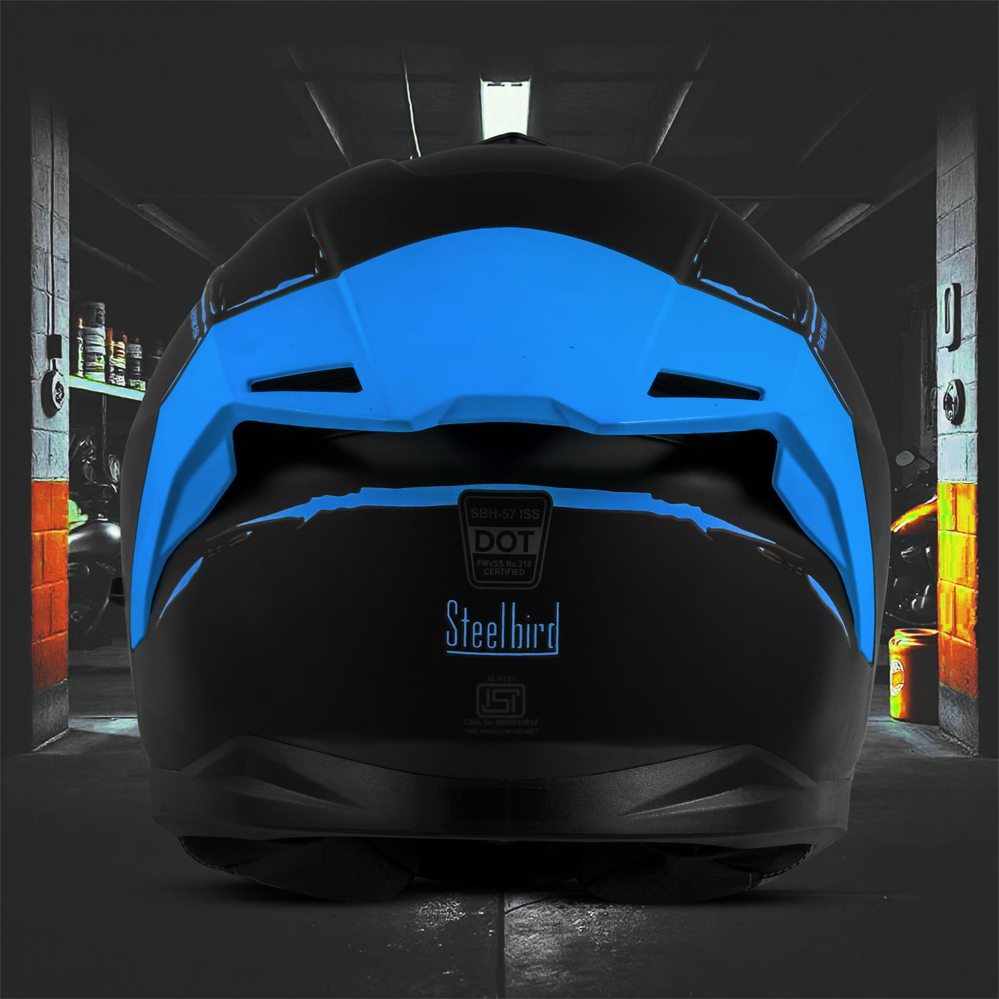 Steelbird SBH-57 Fighter F2 ISI and DOT Certified Full Face Helmet for Men and Women With Inner Silver Sun Shield (Glossy Black Blue)