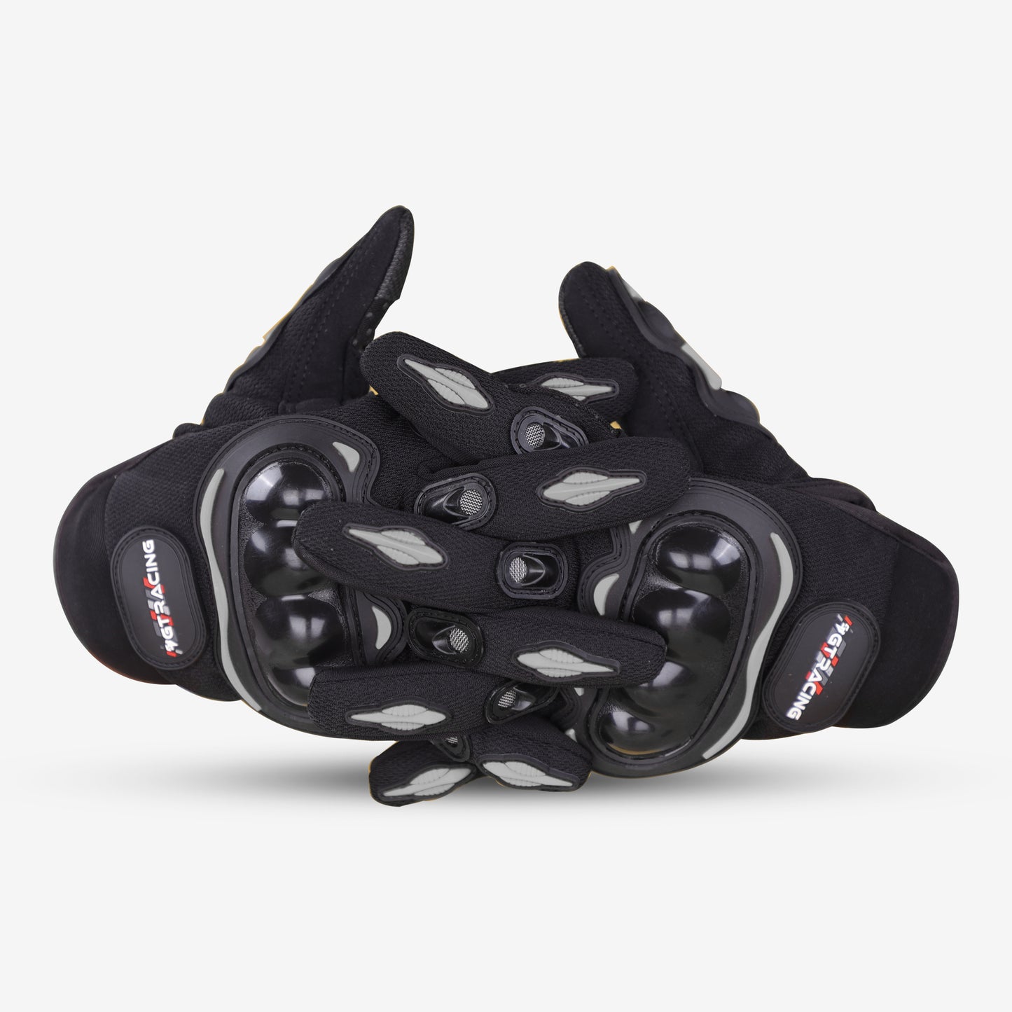 Refurbished Steelbird GT-01 Full Finger Bike Riding Gloves with Touch Screen Sensitivity at Thumb and Index Finger, Protective Off-Road Motorbike Racing (Black)