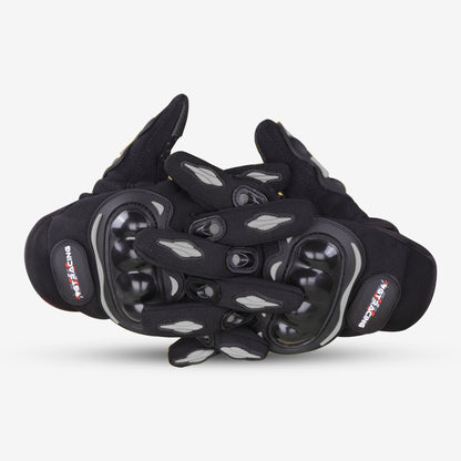 Refurbished Steelbird GT-01 Full Finger Bike Riding Gloves with Touch Screen Sensitivity at Thumb and Index Finger, Protective Off-Road Motorbike Racing (Black)