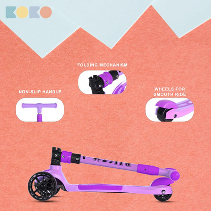 Refurbised Koko Rusty Kick Scooter with Adjustable Height and Portable, Kids Scooter with PVC Wheels for Age 3+ (Max User Weight: 40kg)(Purple)