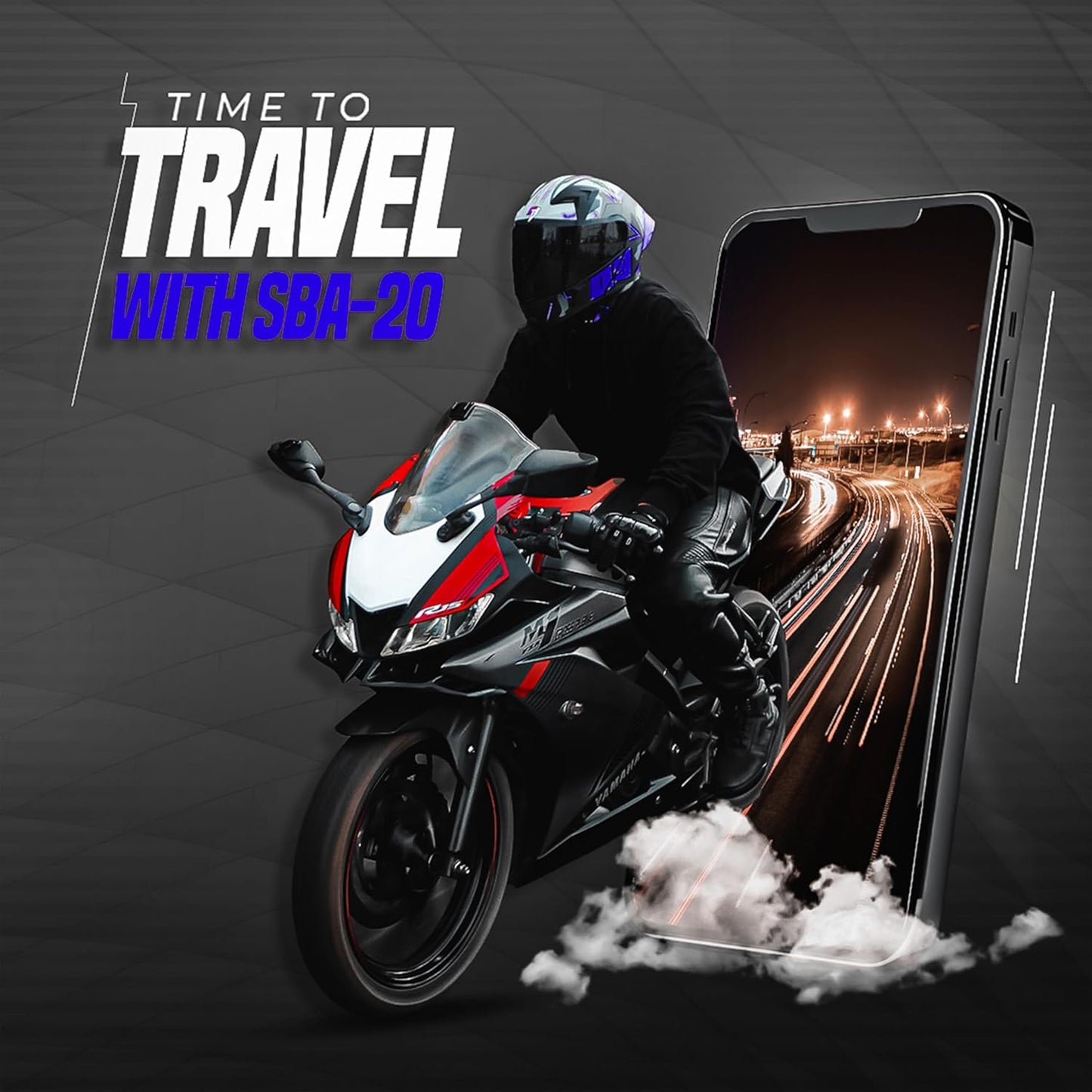 Steelbird SBA-20 09 ISI Certified Flip-Up Graphic Helmet for Men and Women with Inner Chrome Sun Shield (Glossy Black Blue With Smoke Visor)