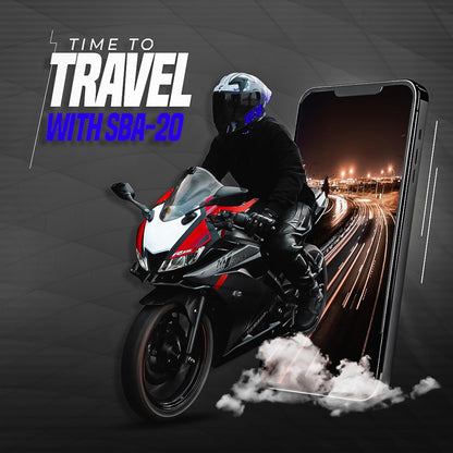 Steelbird SBA-20 09 ISI Certified Flip-Up Graphic Helmet for Men and Women with Inner Chrome Sun Shield (Glossy Black Blue With Smoke Visor)