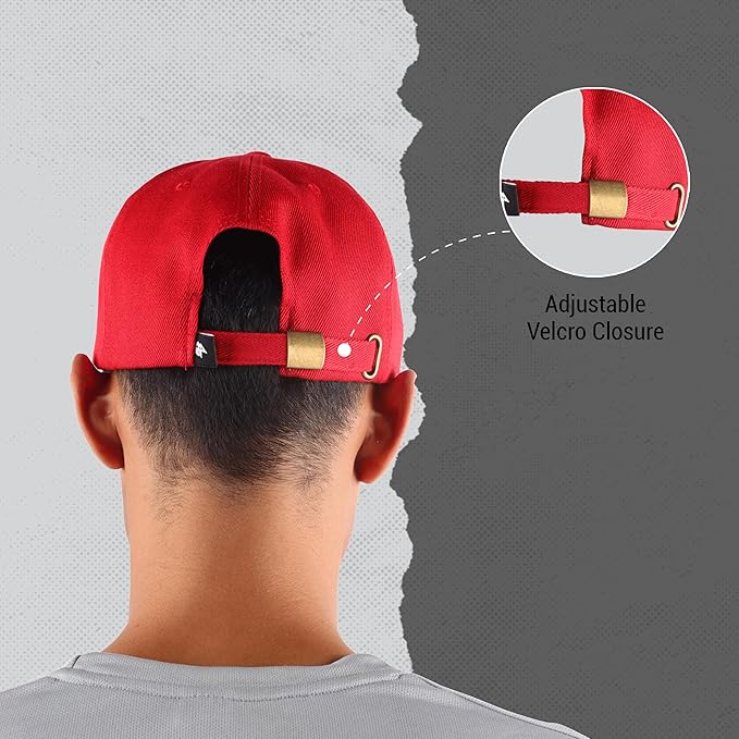 Steelbird Polyster Dad Cap with Adjustable Strap for All Sports, Cap for Girls, Caps for Gym, Sports Caps for Men and Women with Airholes (Red)
