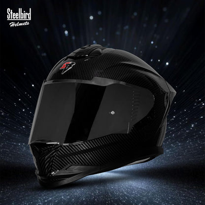 Steelbird SBH-57 Fighter F11 Helmet ISI and DOT Certified Full Face Helmet for Men with Inner Silver Sun Shield (Glossy Black)