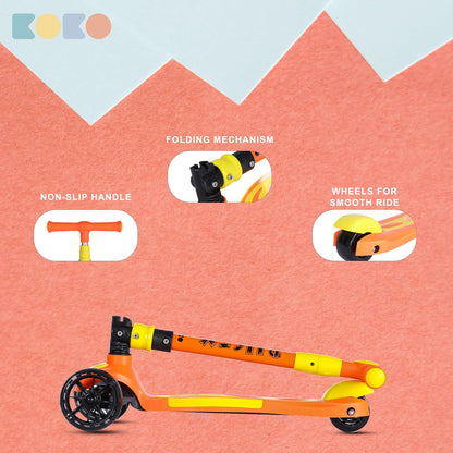 Refurbished Koko Rusty Kick Scooter with Adjustable Height and Portable, Kids Scooter with PVC Wheels for Age 3+ (Max User Weight: 40kg)(Orange)