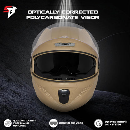 Steelbird SBH-25 Rudra ISI Certified Full Face Helmet for Men and Women with Inner Smoke Sun Shield (Dashing Desert Storm)