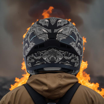 Steelbird SBA-20 Draco ISI Certified Flip-Up Helmet for Men and Women with Inner Smoke Sun Shield (Glossy Black Grey with Smoke Visor)