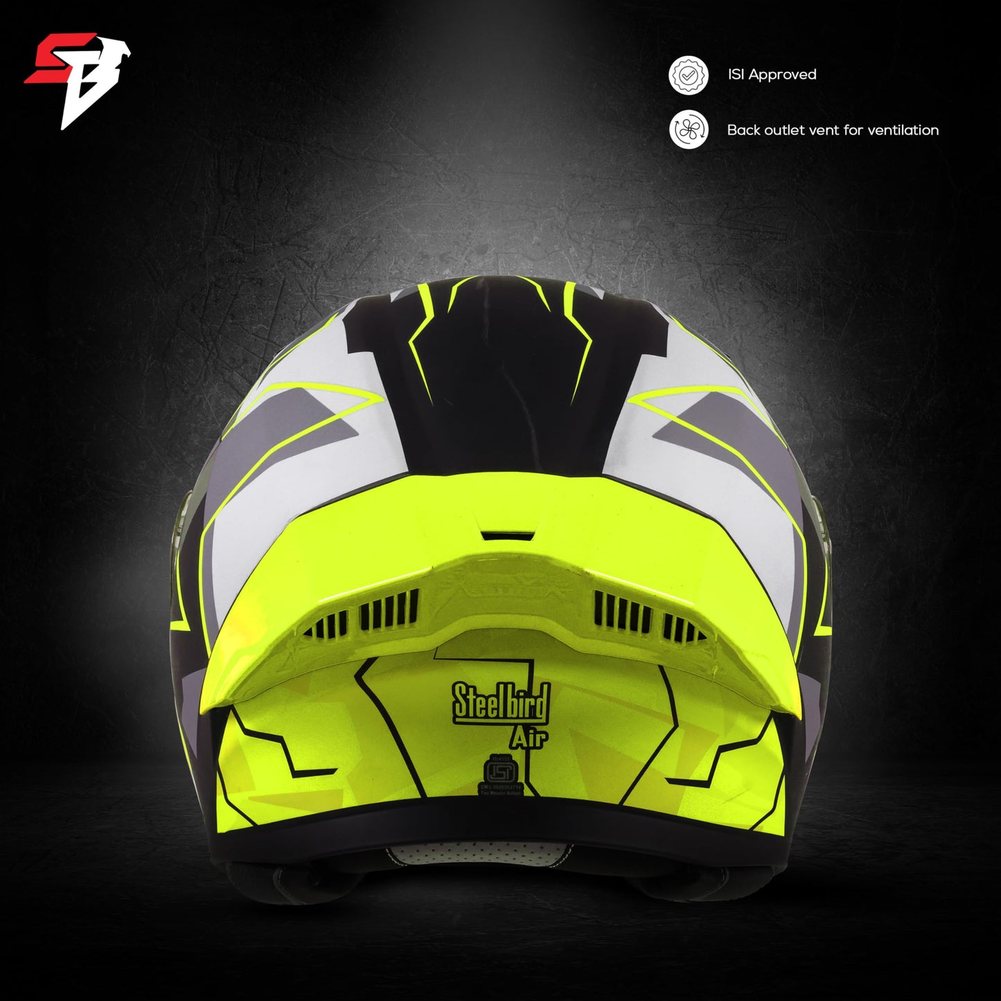 Steelbird SBA-20 09 ISI Certified Flip-Up Graphic Helmet for Men and Women with Inner Chrome Sun Shield (Glossy Black Neon with Smoke Visor)