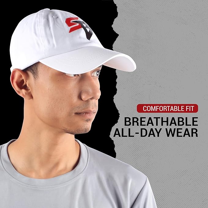 Steelbird Cotton Dad Cap with Adjustable Strap for All Sports, Cap for Girls, Caps for Gym, Sports Caps for Men and Women with Airholes (White)