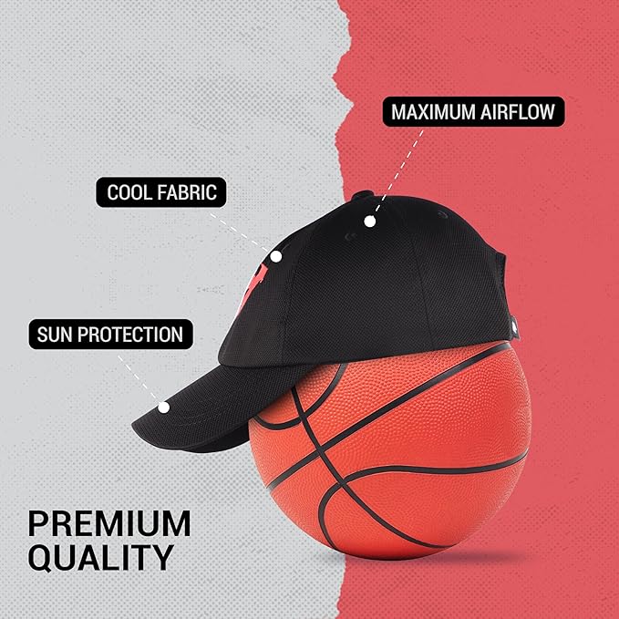 Steelbird Dotted Knitted Dad Cap with Adjustable Strap for All Sports, Cap for Girls, Caps for Gym, Sports Caps for Men and Women with Airholes (Black)