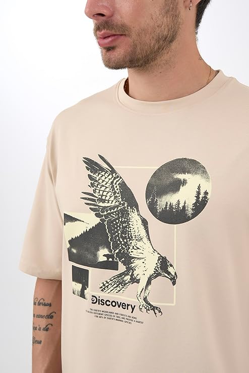 DCYPHR Discovery Men's World Explorer Graphic Tee- Ivory Mist