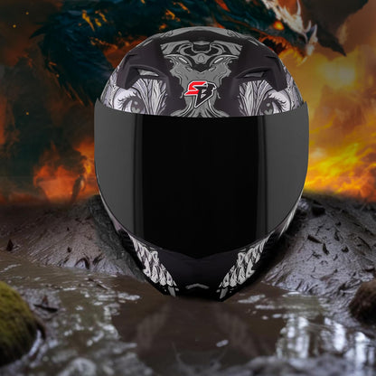 Steelbird SBA-20 Draco ISI Certified Flip-Up Helmet for Men and Women with Inner Smoke Sun Shield (Glossy Black Grey with Smoke Visor)