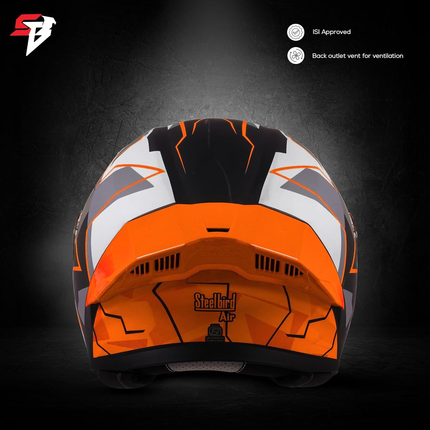 Steelbird SBA-20 09 ISI Certified Flip-Up Graphic Helmet for Men and Women with Inner Chrome Sun Shield (Glossy Black Orange)