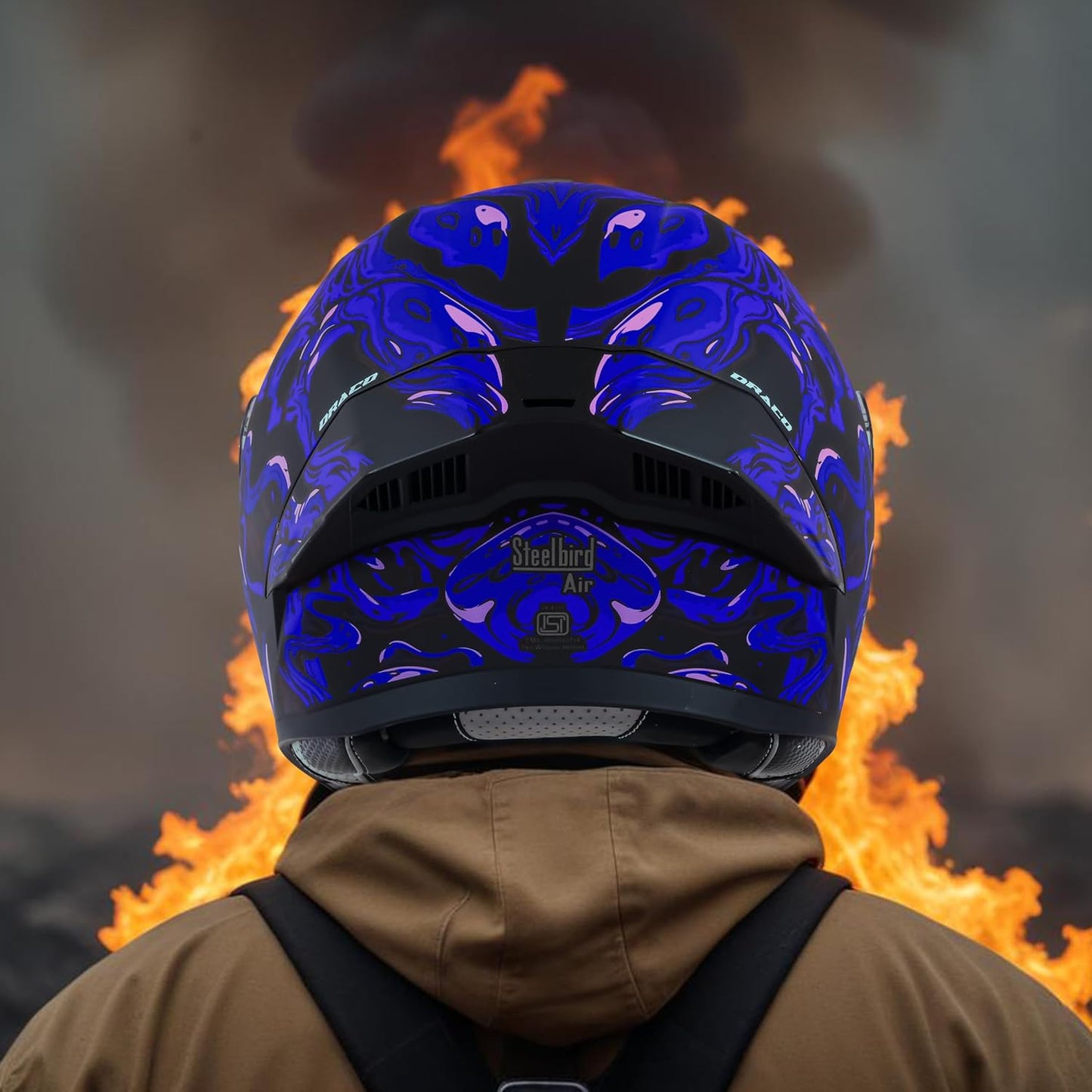 Steelbird SBA-20 Draco ISI Certified Flip-Up Helmet for Men and Women with Inner Smoke Sun Shield (Glossy Black Blue with Smoke Visor)