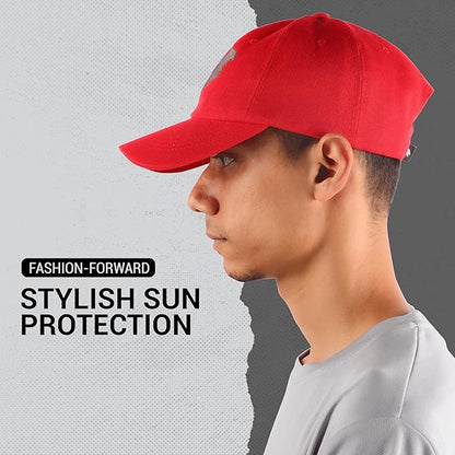 Steelbird Polyster Dad Cap with Adjustable Strap for All Sports, Cap for Girls, Caps for Gym, Sports Caps for Men and Women with Airholes (Red)