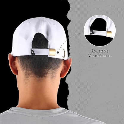 Steelbird Polyster Dad Cap with Adjustable Strap for All Sports, Cap for Girls, Caps for Gym, Sports Caps for Men and Women with Airholes (White)