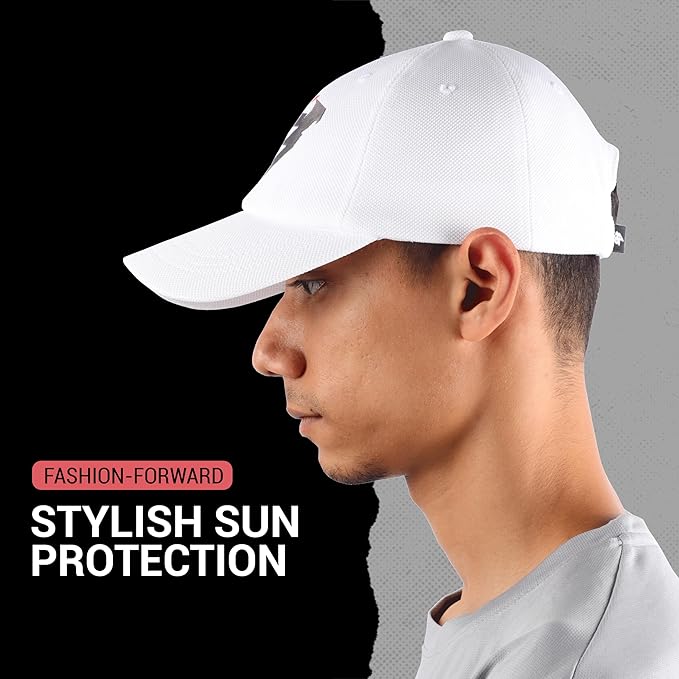 Steelbird Dotted Knitted Dad Cap with Adjustable Strap for All Sports, Cap for Girls, Caps for Gym, Sports Caps for Men and Women with Airholes (White)