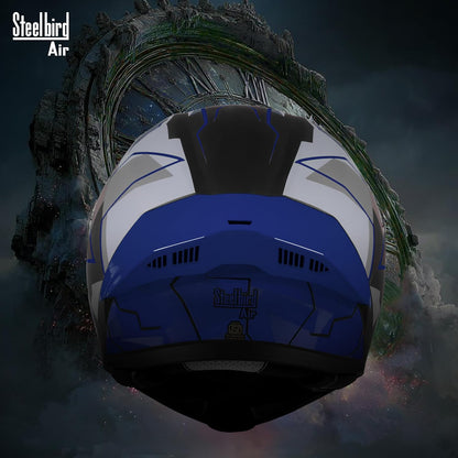 Steelbird SBA-20 06 ISI Certified Flip-Up Graphic Helmet for Men with Inner Chrome Sun Shield (Glossy Black Blue)