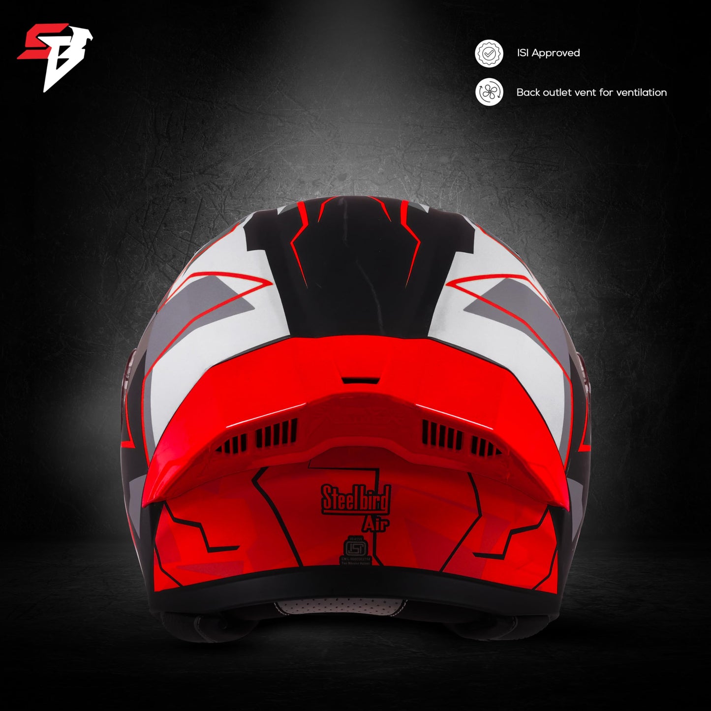 Steelbird SBA-20 09 ISI Certified Flip-Up Graphic Helmet for Men and Women with Inner Chrome Sun Shield (Glossy Black Red)