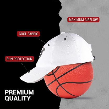 Steelbird Dotted Knitted Dad Cap with Adjustable Strap for All Sports, Cap for Girls, Caps for Gym, Sports Caps for Men and Women with Airholes (White)