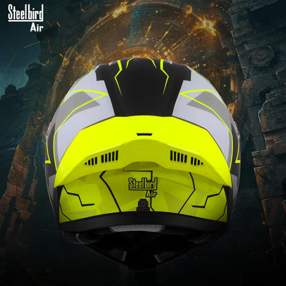 Steelbird SBA-20 08 ISI Certified Flip-Up Graphic Helmet for Men with Inner Chrome Sun Shield (Glossy Black Neon)