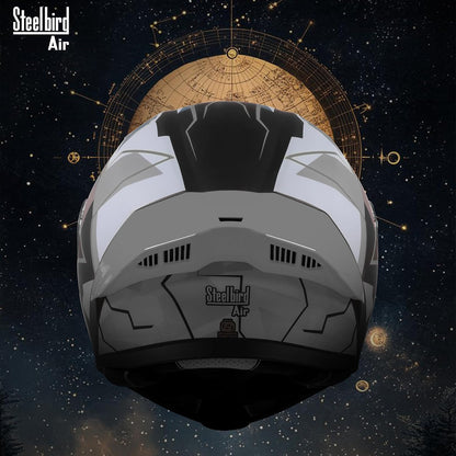 Steelbird SBA-20 07 ISI Certified Flip-Up Graphic Helmet for Men with Inner Chrome Sun Shield (Glossy Black Grey)