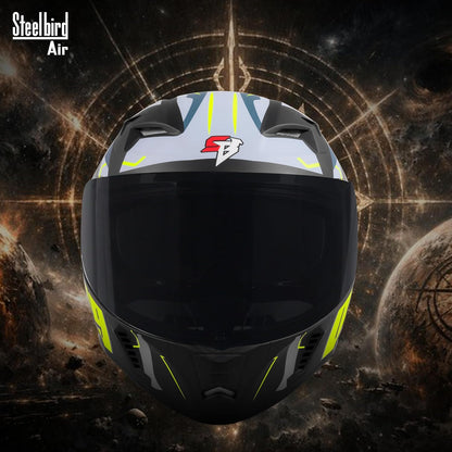 Steelbird SBA-20 06 ISI Certified Flip-Up Graphic Helmet for Men with Inner Chrome Sun Shield (Glossy Black Neon)