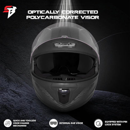 Steelbird SBH-25 Rudra ISI Certified Full Face Helmet for Men and Women with Inner Smoke Sun Shield (Dashing Black)