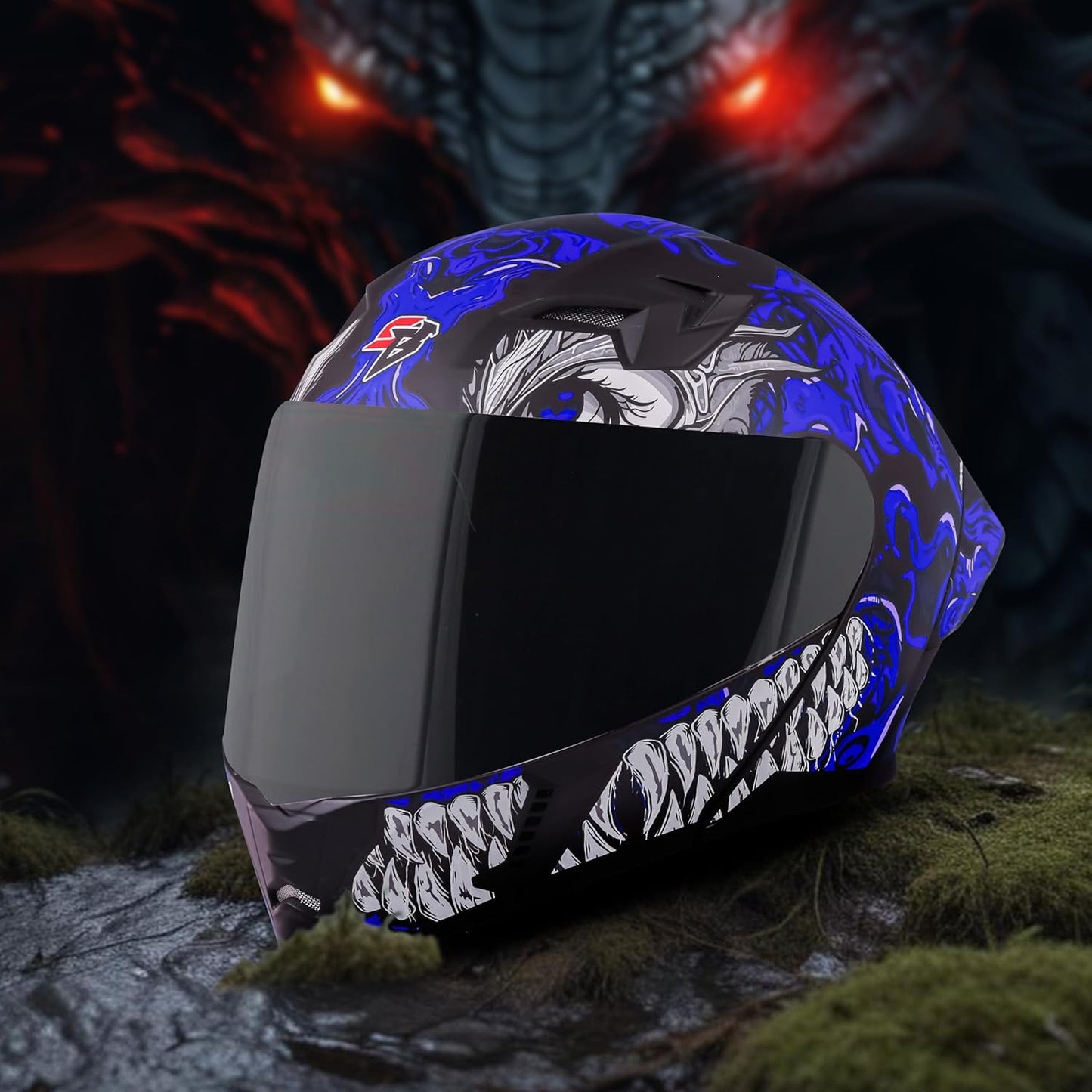 Steelbird SBA-20 Draco ISI Certified Flip-Up Helmet for Men and Women with Inner Smoke Sun Shield (Glossy Black Blue with Smoke Visor)