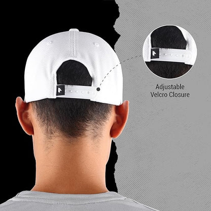 Steelbird Dotted Knitted Dad Cap with Adjustable Strap for All Sports, Cap for Girls, Caps for Gym, Sports Caps for Men and Women with Airholes (White)