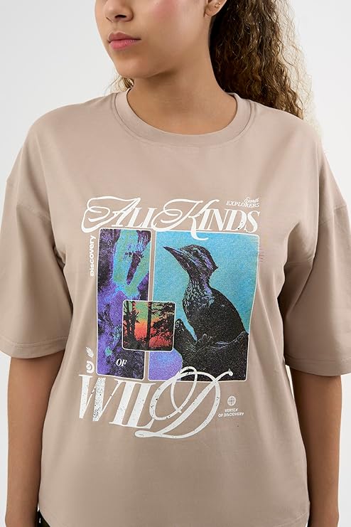DCYPHR Discovery Women's All Kinds Wild Graphic Tee- Dune Earth