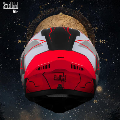 Steelbird SBA-20 07 ISI Certified Flip-Up Graphic Helmet for Men with Inner Chrome Sun Shield (Glossy Black Red)
