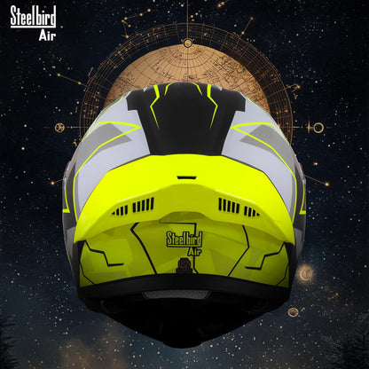 Steelbird SBA-20 07 ISI Certified Flip-Up Graphic Helmet for Men with Inner Chrome Sun Shield (Glossy Black Neon)