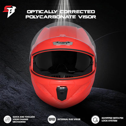 Steelbird SBH-25 Rudra ISI Certified Full Face Helmet for Men and Women with Inner Smoke Sun Shield (Dashing Red)