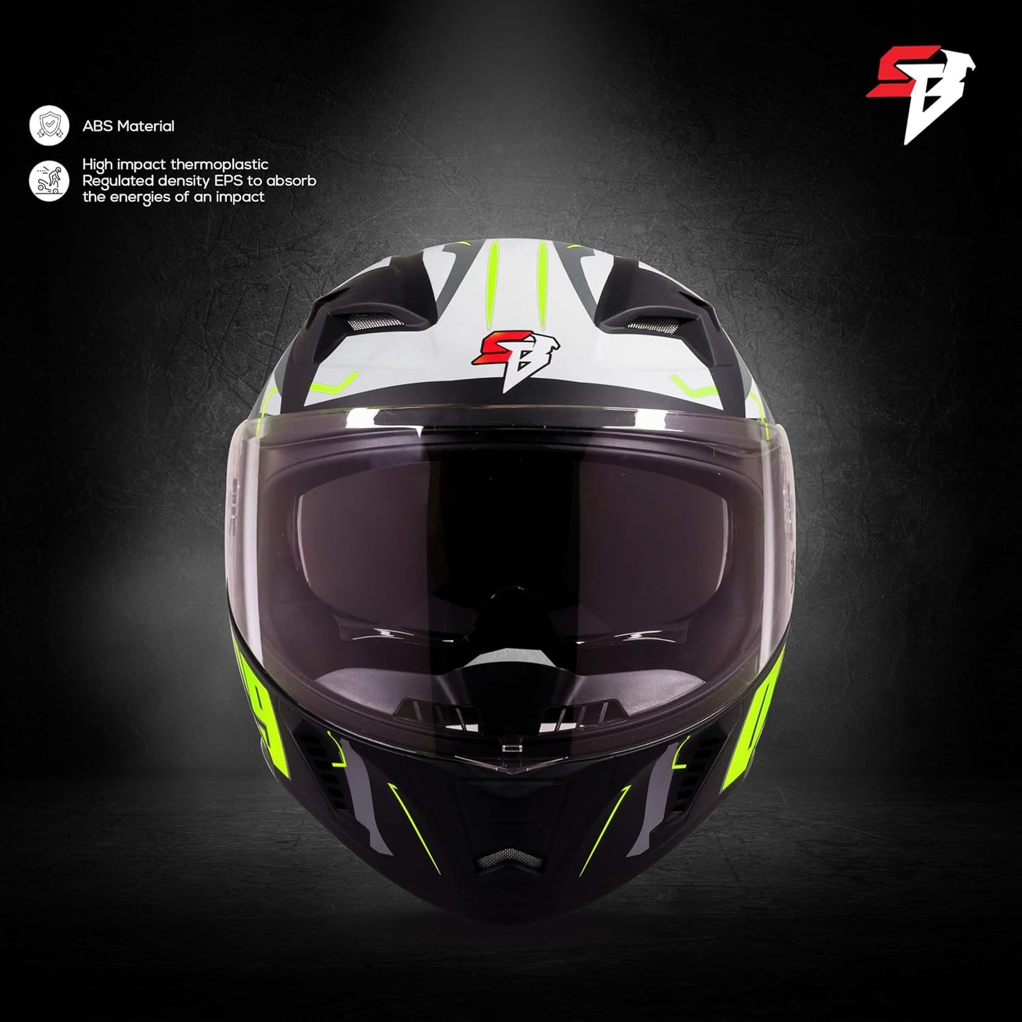 Steelbird SBA-20 09 ISI Certified Flip-Up Graphic Helmet for Men and Women with Inner Chrome Sun Shield (Glossy Black Neon)