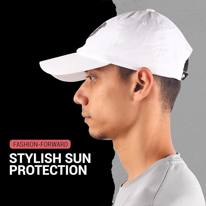 Steelbird Cotton Dad Cap with Adjustable Strap for All Sports, Cap for Girls, Caps for Gym, Sports Caps for Men and Women with Airholes (White)