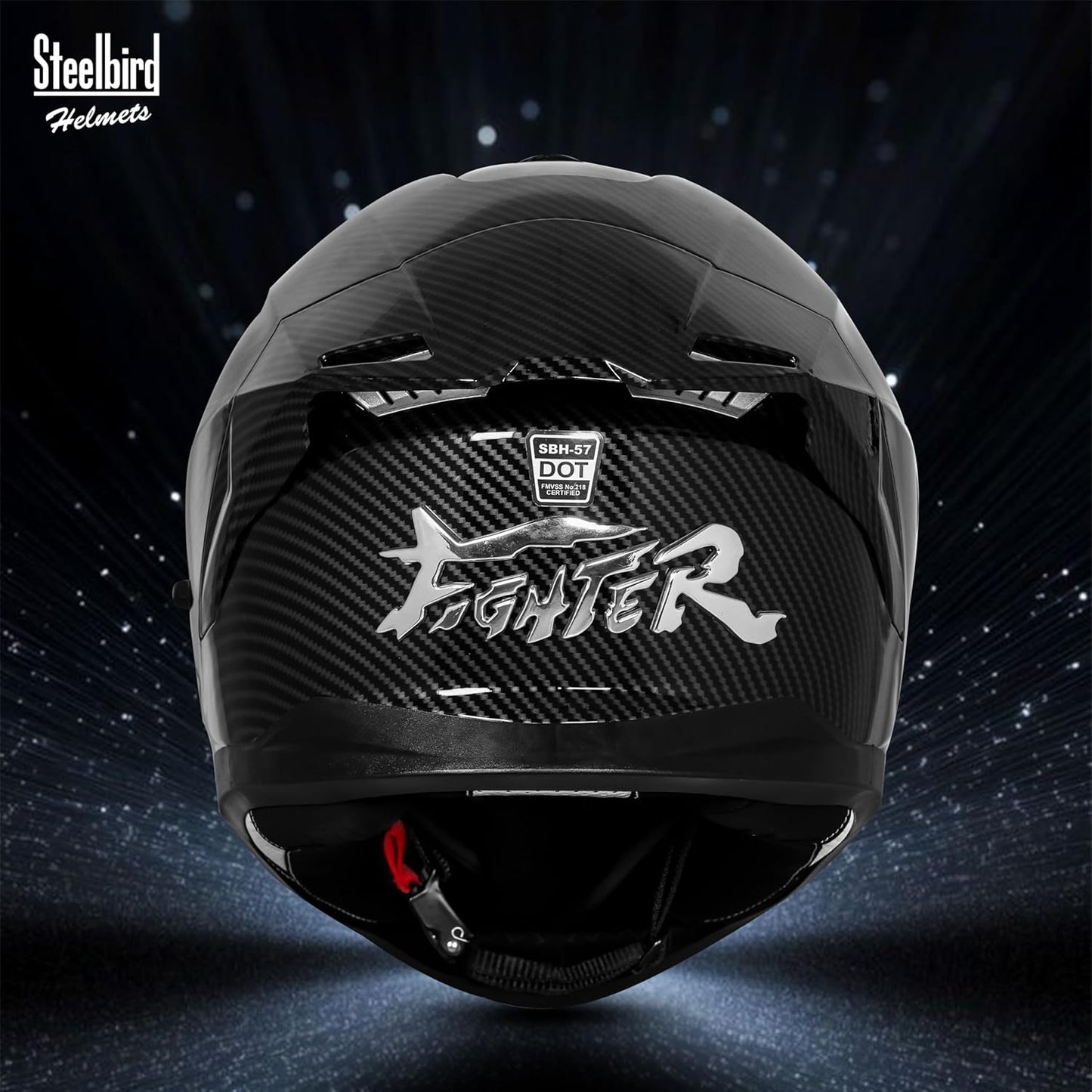 Steelbird SBH-57 Fighter F11 Helmet ISI and DOT Certified Full Face Helmet for Men with Inner Silver Sun Shield (Glossy Black)