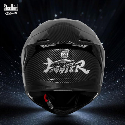 Steelbird SBH-57 Fighter F11 Helmet ISI and DOT Certified Full Face Helmet for Men with Inner Silver Sun Shield (Glossy Black)