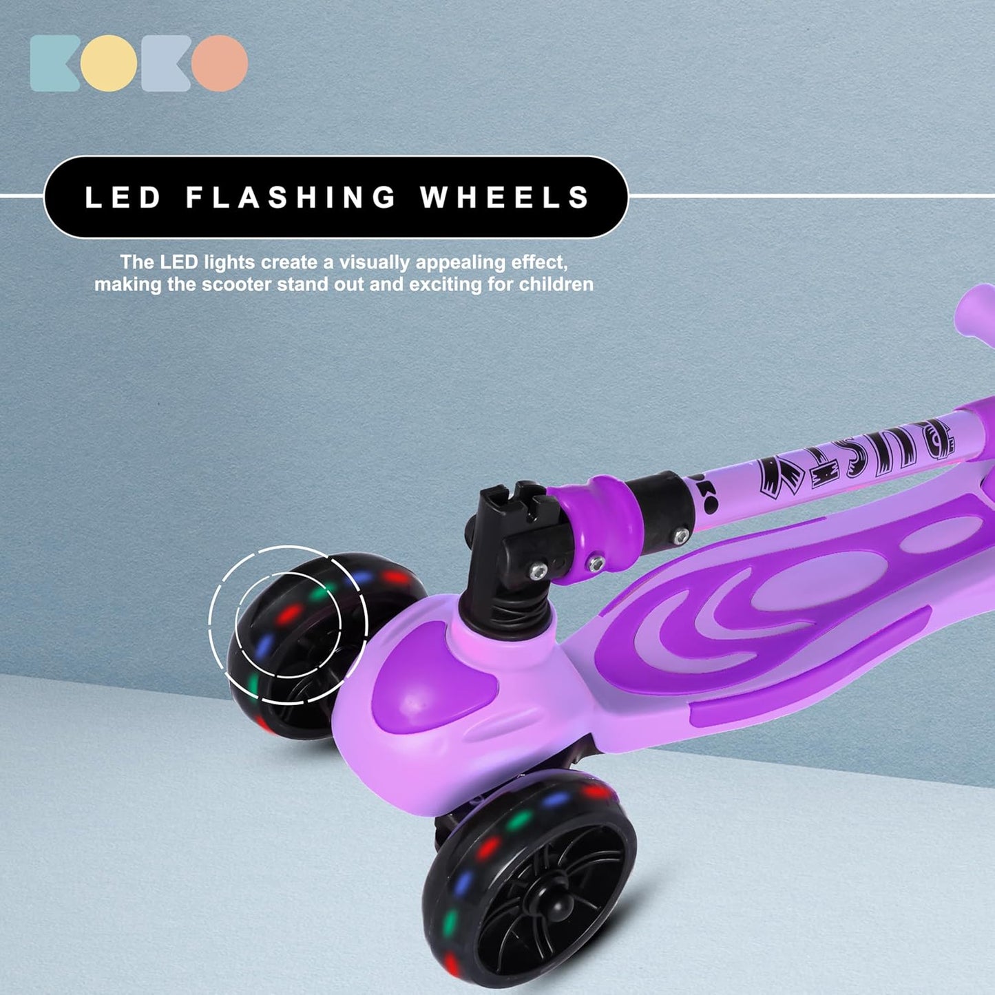 Refurbised Koko Rusty Kick Scooter with Adjustable Height and Portable, Kids Scooter with PVC Wheels for Age 3+ (Max User Weight: 40kg)(Purple)