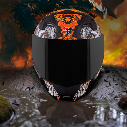 Steelbird SBA-20 Draco ISI Certified Flip-Up Helmet for Men and Women with Inner Smoke Sun Shield (Glossy Black Orange with Smoke Visor)