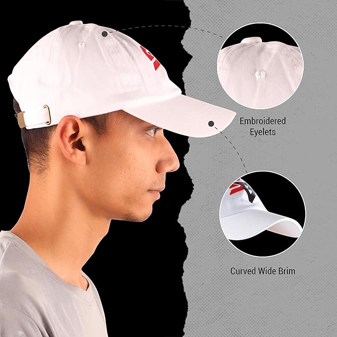 Steelbird Cotton Dad Cap with Adjustable Strap for All Sports, Cap for Girls, Caps for Gym, Sports Caps for Men and Women with Airholes (White)
