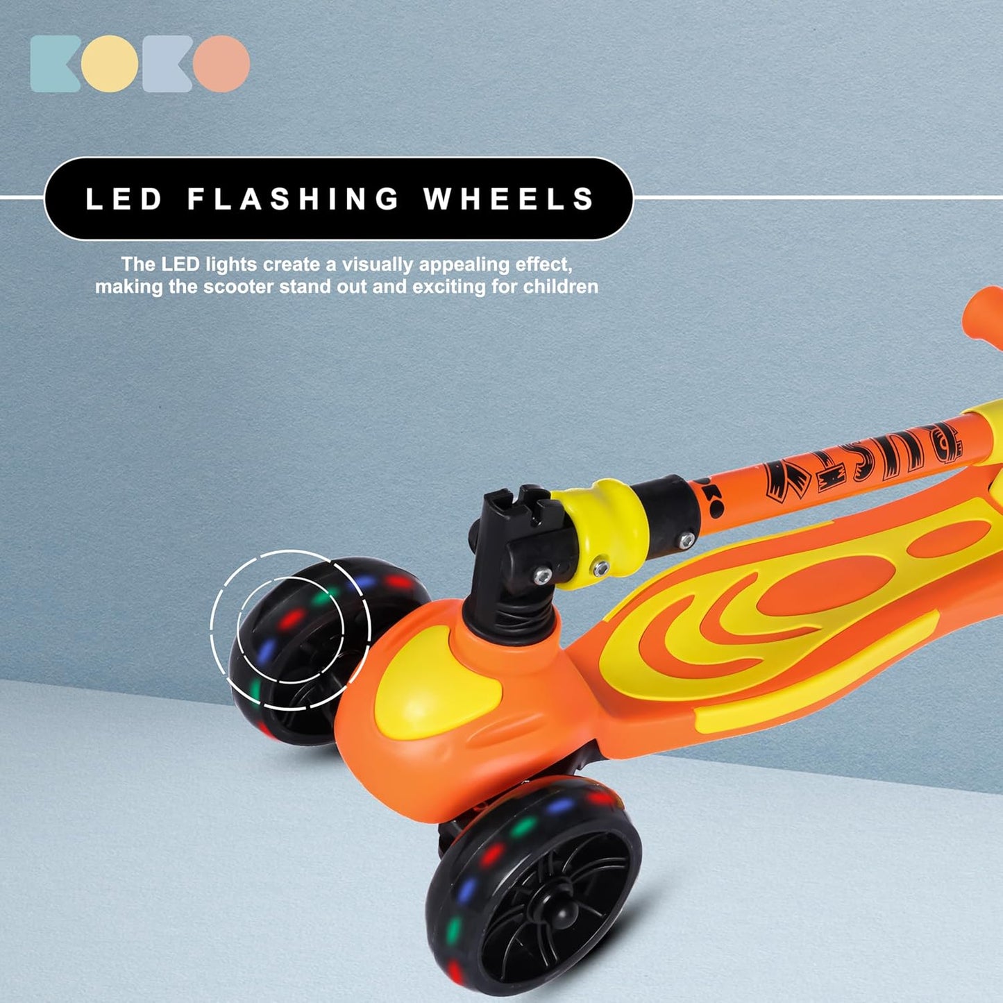 Refurbished Koko Rusty Kick Scooter with Adjustable Height and Portable, Kids Scooter with PVC Wheels for Age 3+ (Max User Weight: 40kg)(Orange)