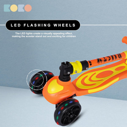 Refurbished Koko Rusty Kick Scooter with Adjustable Height and Portable, Kids Scooter with PVC Wheels for Age 3+ (Max User Weight: 40kg)(Orange)